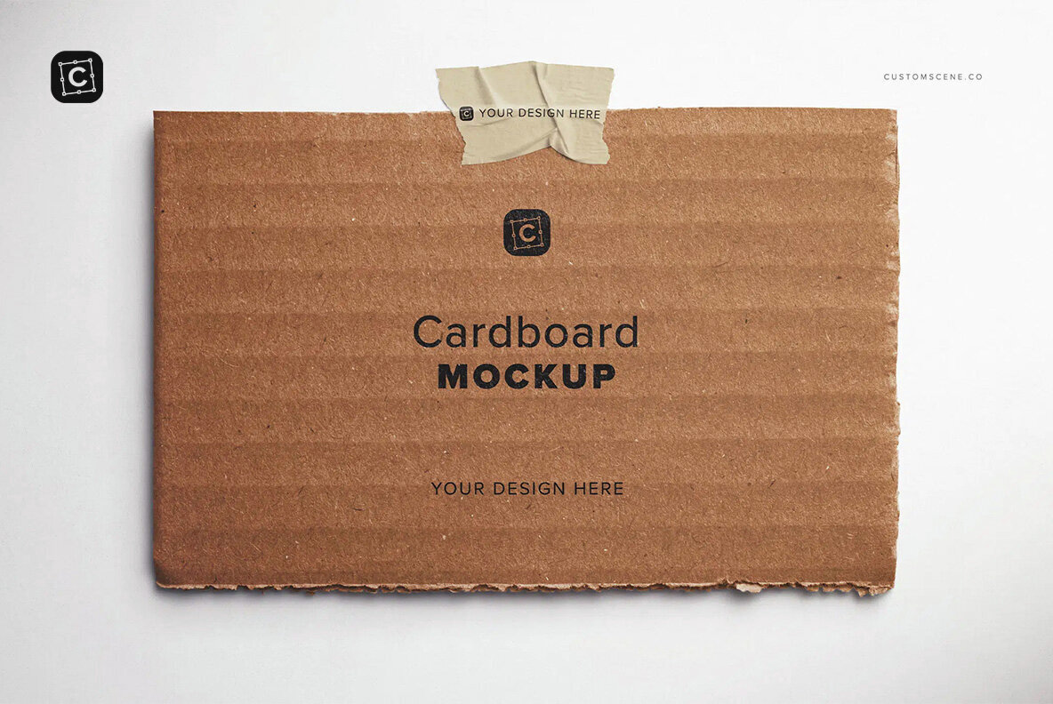 Torn Cardboard Mockup with Tape 2