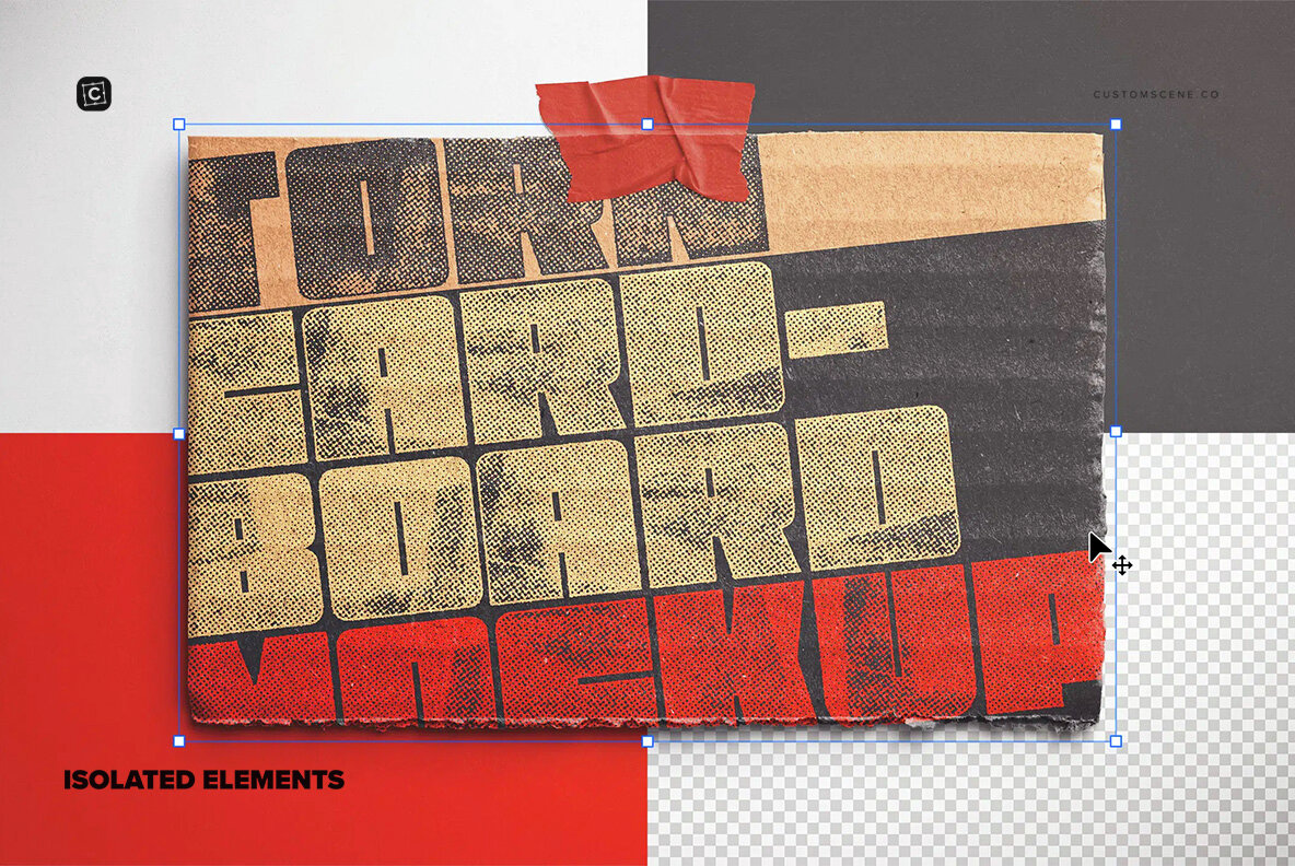 Torn Cardboard Mockup with Tape 4