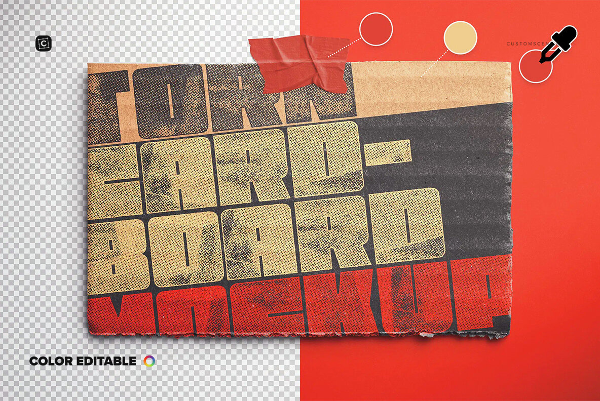 Torn Cardboard Mockup with Tape 5