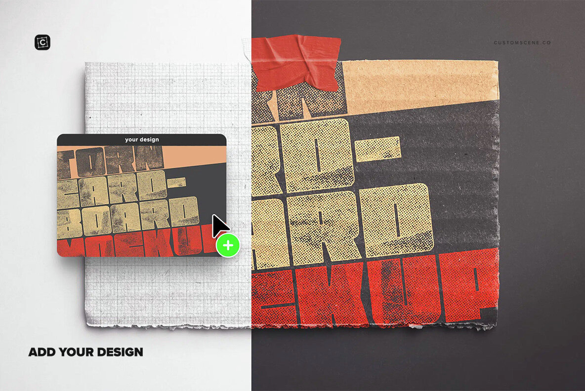 Torn Cardboard Mockup with Tape 6