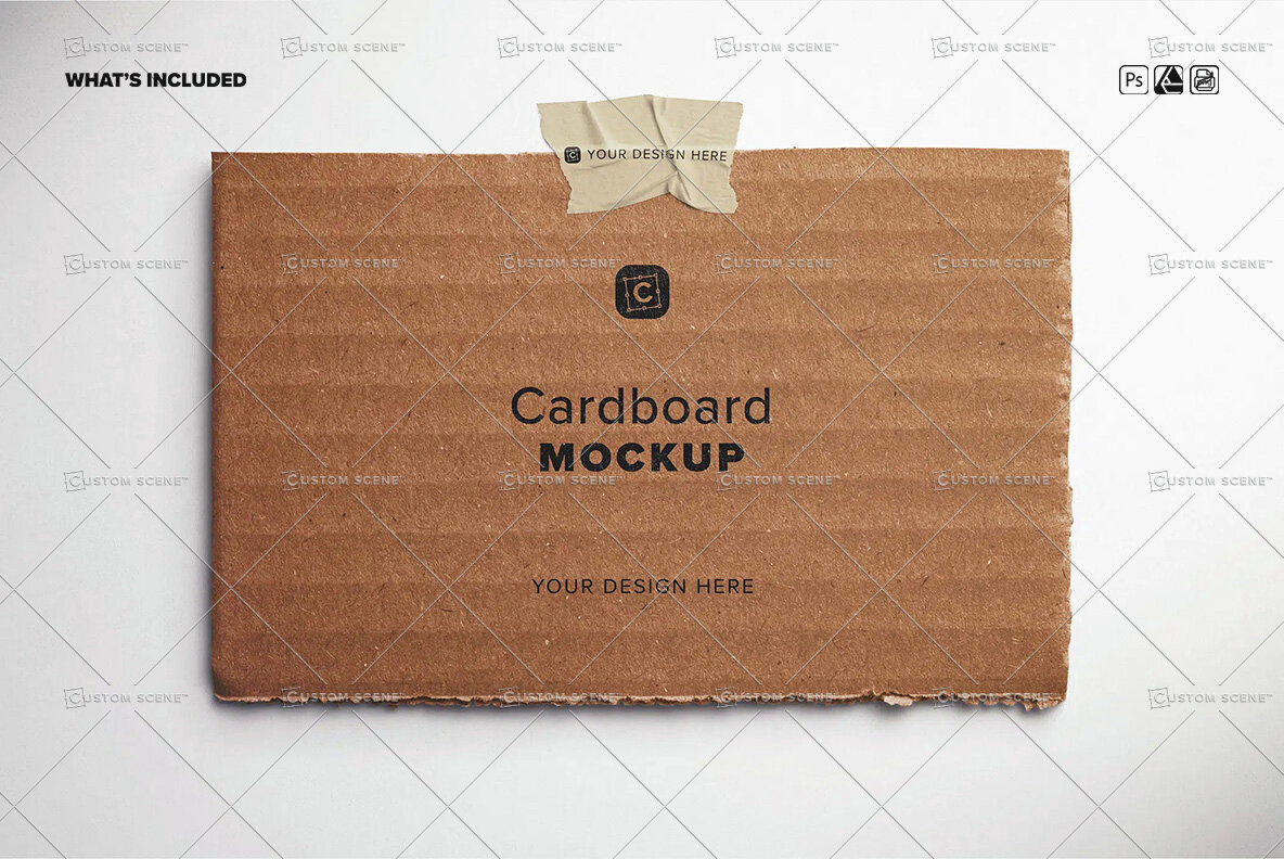 Torn Cardboard Mockup with Tape 8