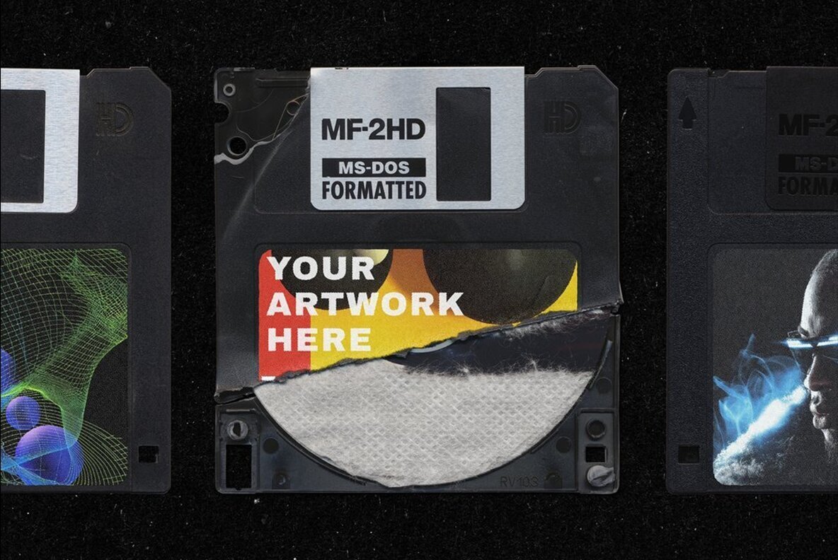 Floppy Disk Cover Mockup Pack 1