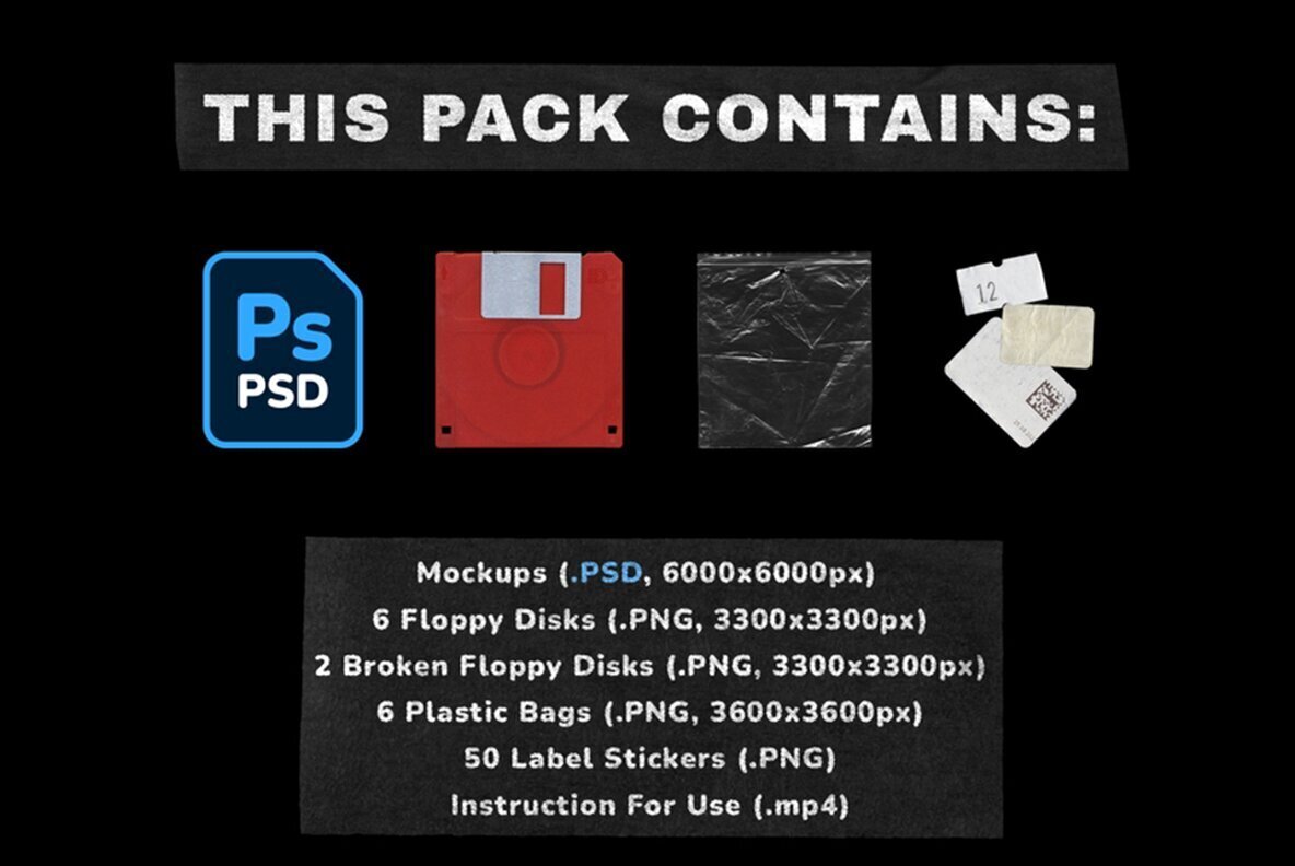 Floppy Disk Cover Mockup Pack 3