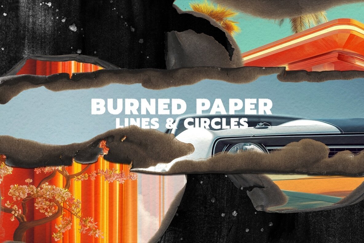 Burned Paper Lines and Circles Mockup Pack 1