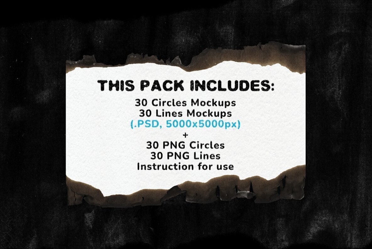 Burned Paper Lines and Circles Mockup Pack 3