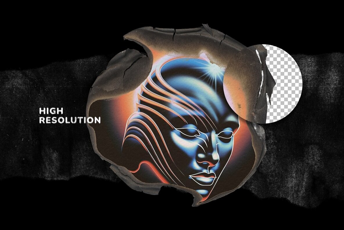 Burned Paper Lines and Circles Mockup Pack 5