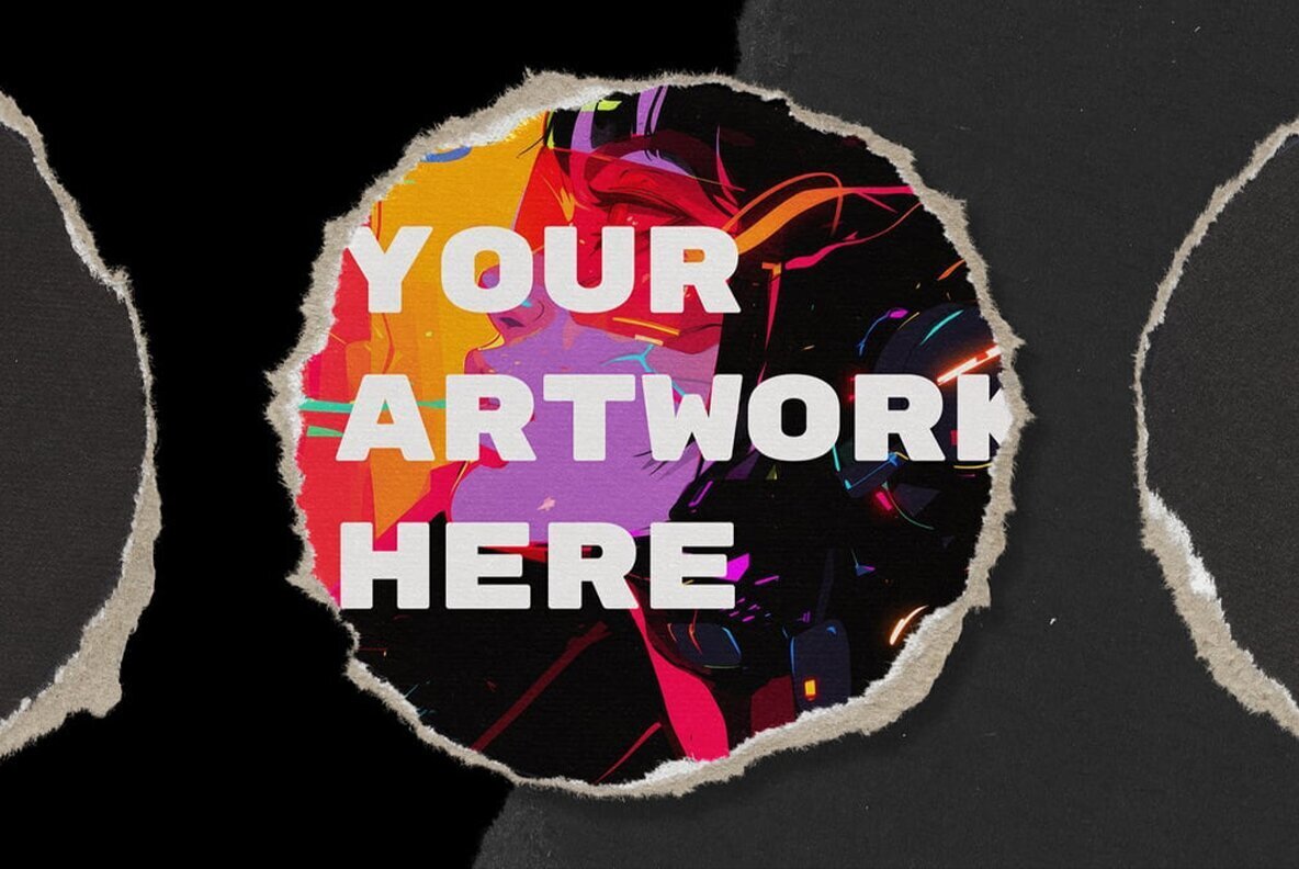 Ripped Paper Circles Mockup Pack 1