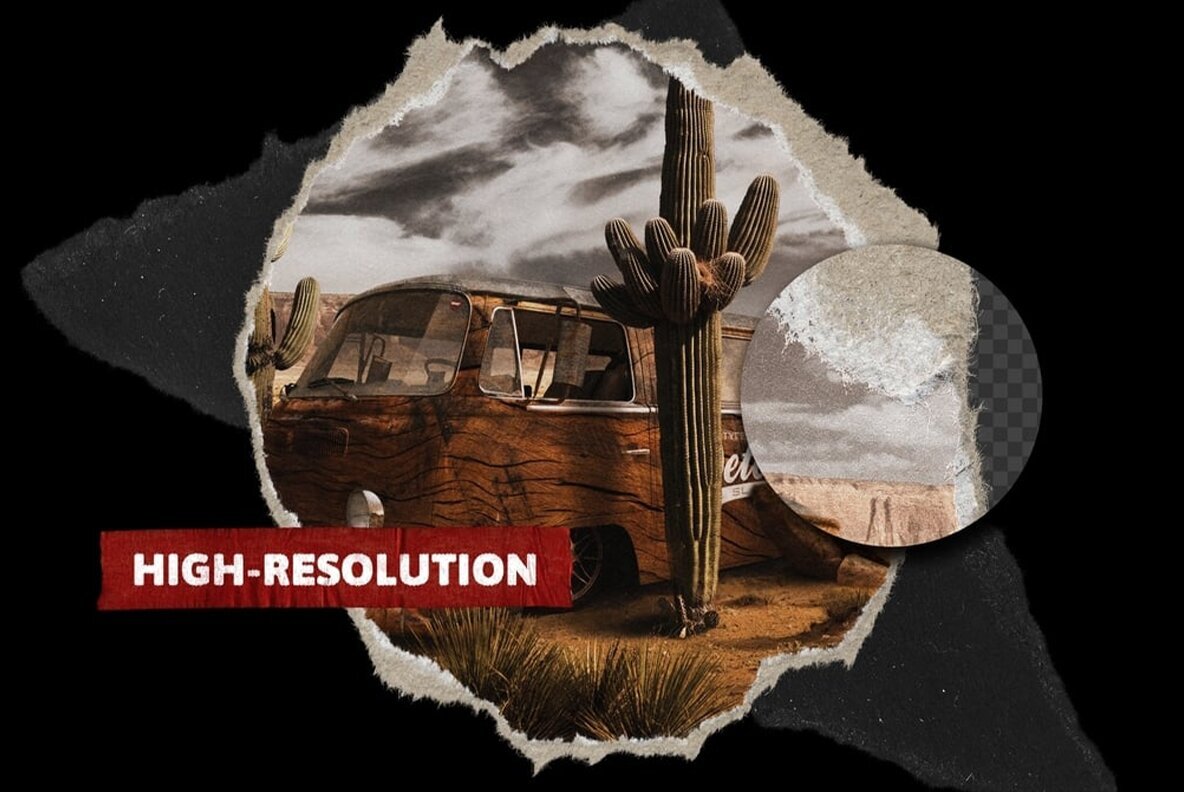 Ripped Paper Circles Mockup Pack 4