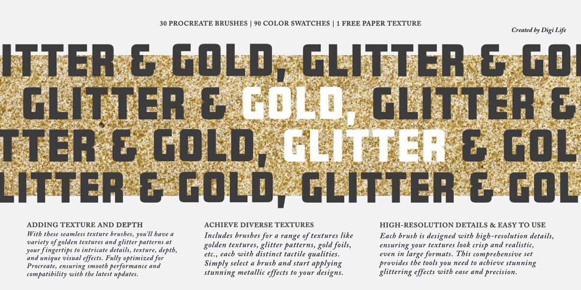 Gold and Glitter Procreate Brushes 1