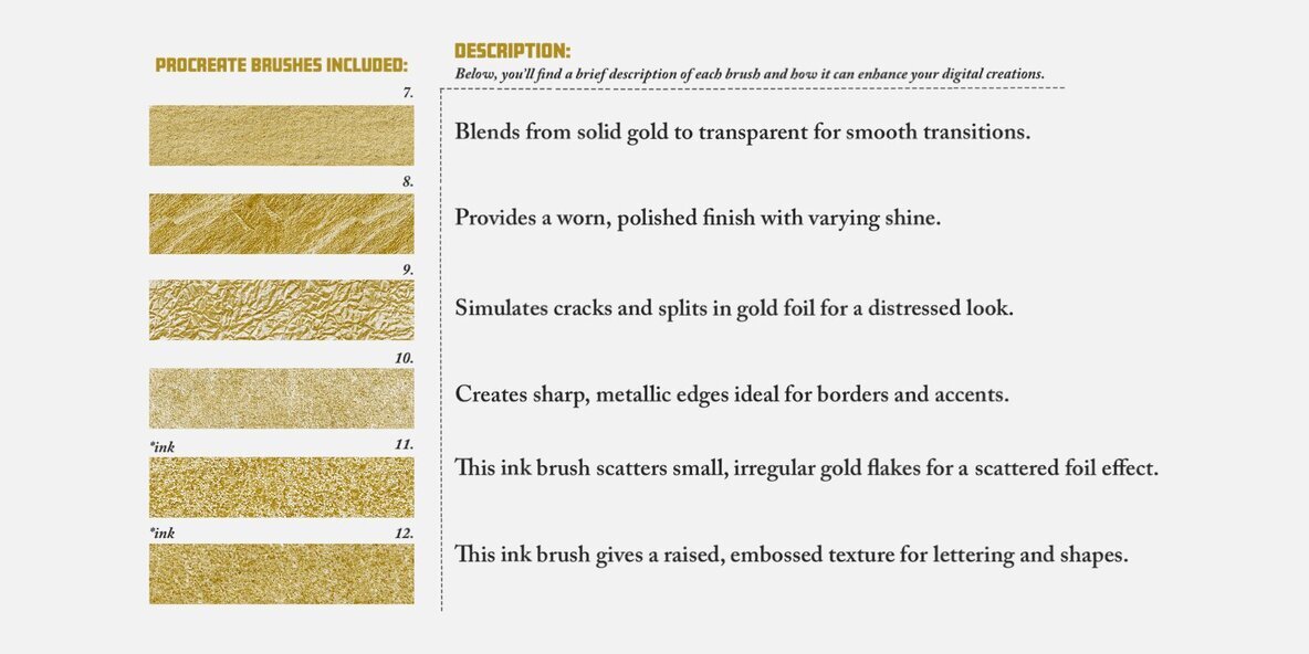 Gold and Glitter Procreate Brushes 3
