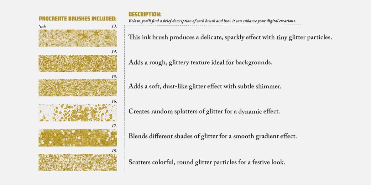 Gold and Glitter Procreate Brushes 4