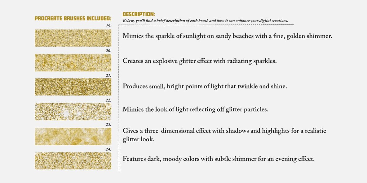 Gold and Glitter Procreate Brushes 5