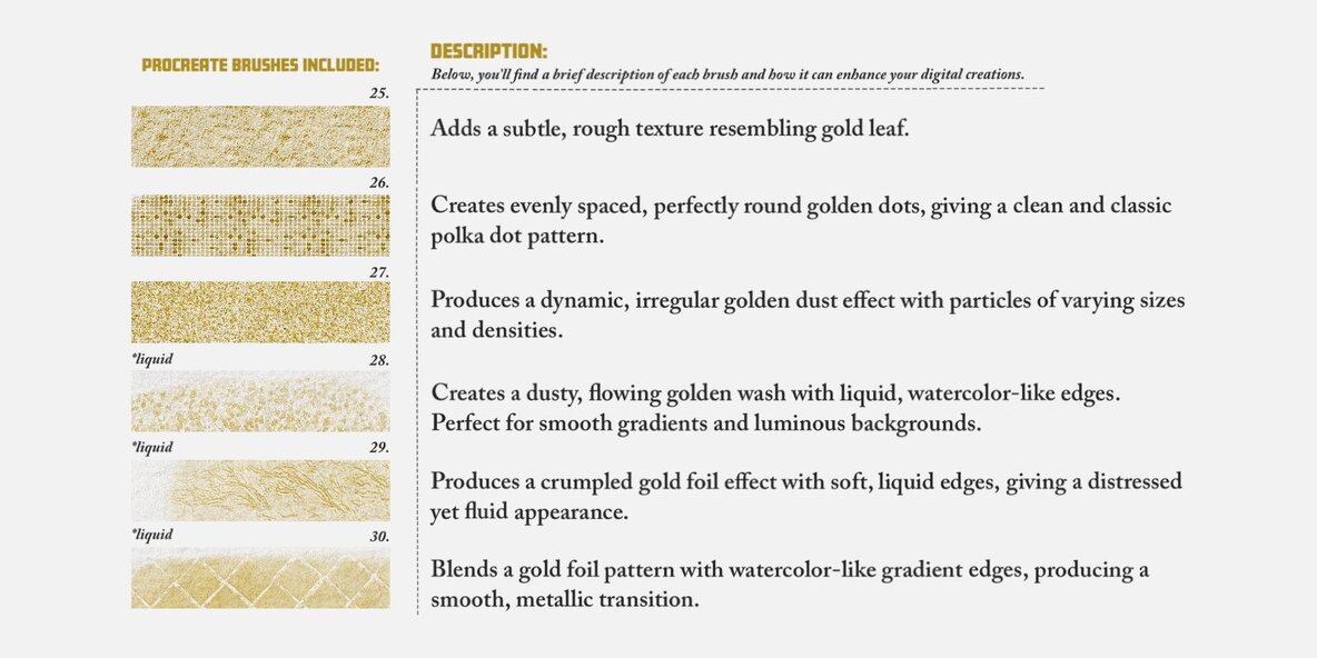 Gold and Glitter Procreate Brushes 6