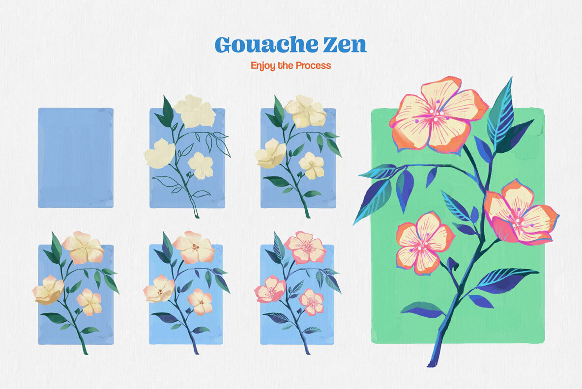 Gouache Zen Illustrator Brushes - YouWorkForThem