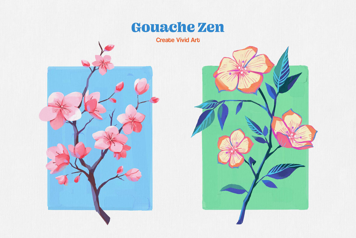 Gouache Zen Illustrator Brushes - YouWorkForThem