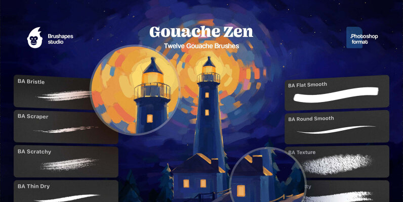 Gouache Zen Photoshop Brushes
