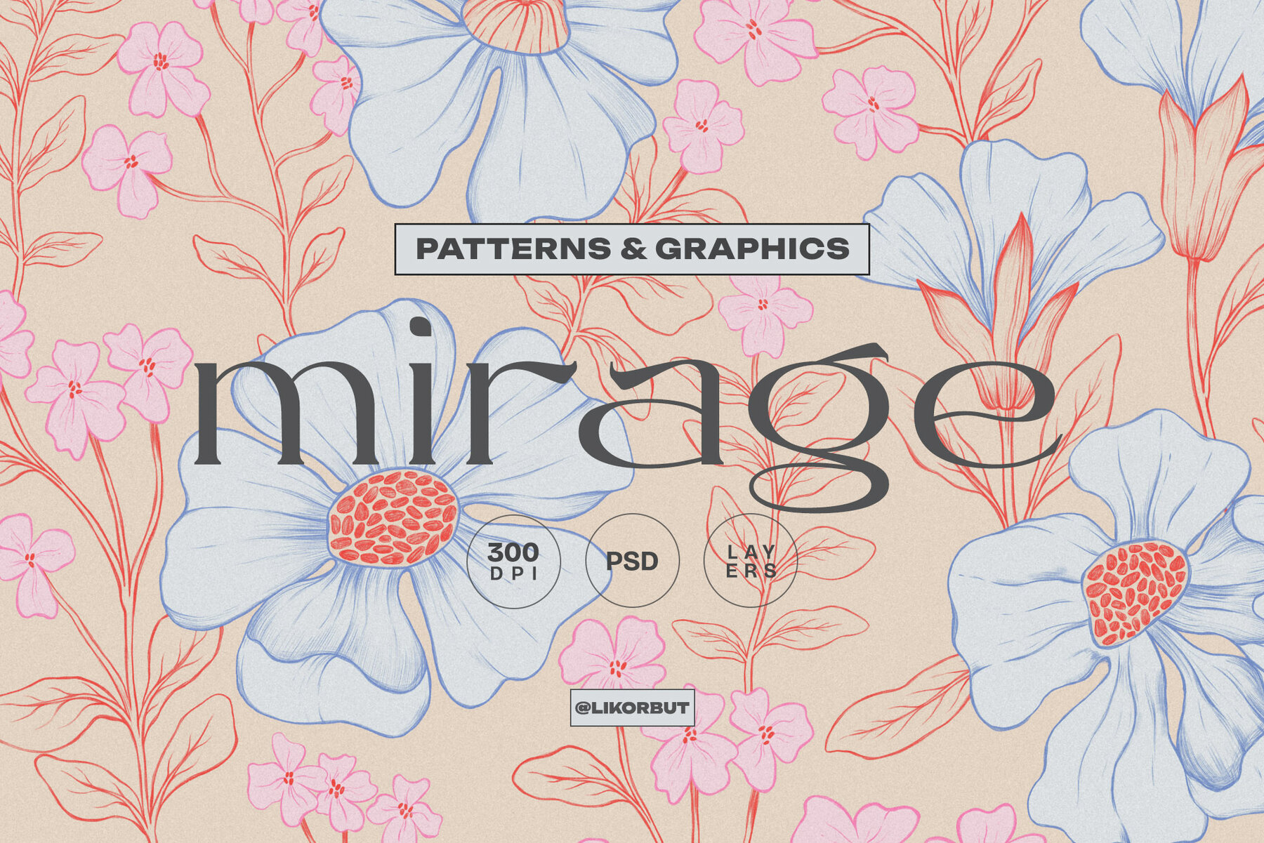 Mirage Floral Sketch Pattern and Graphics 1