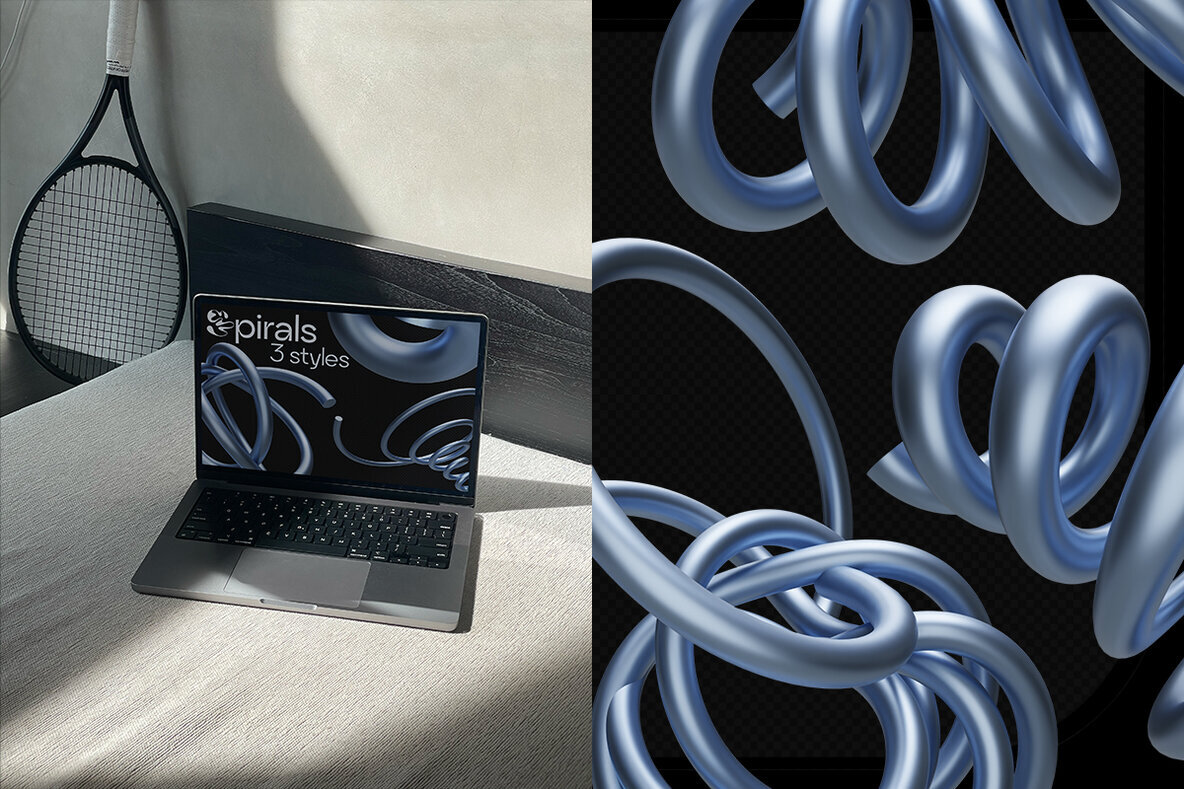 3D Chrome Spirals   Shapes   Objects 2