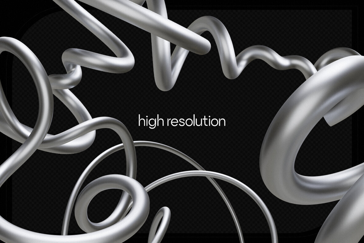 3D Chrome Spirals   Shapes   Objects 3