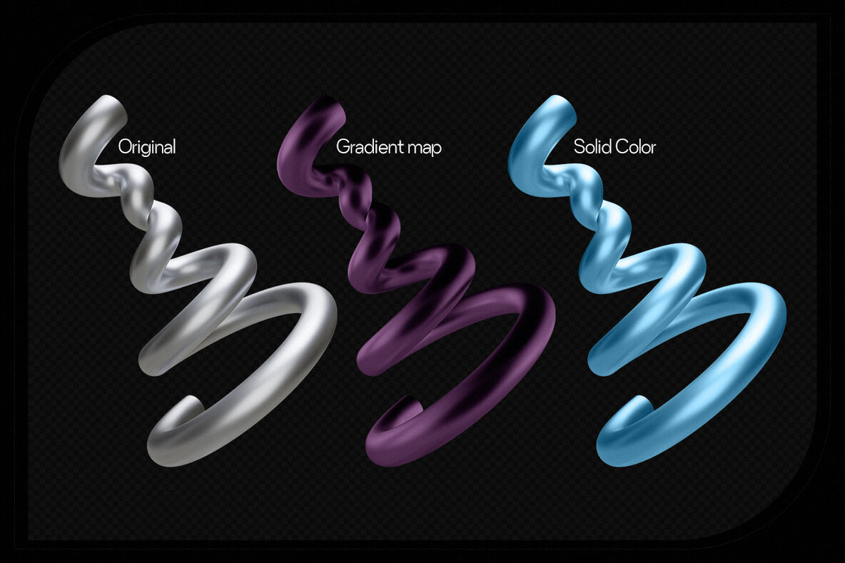 3D Chrome Spirals   Shapes   Objects 5