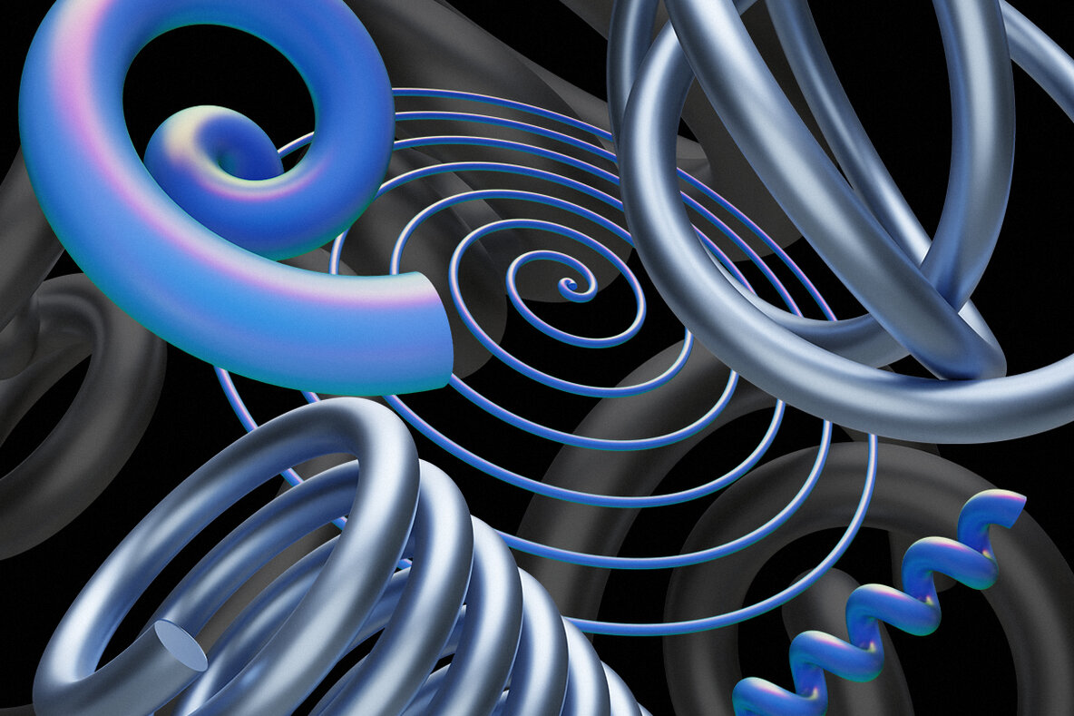 3D Chrome Spirals   Shapes   Objects 7
