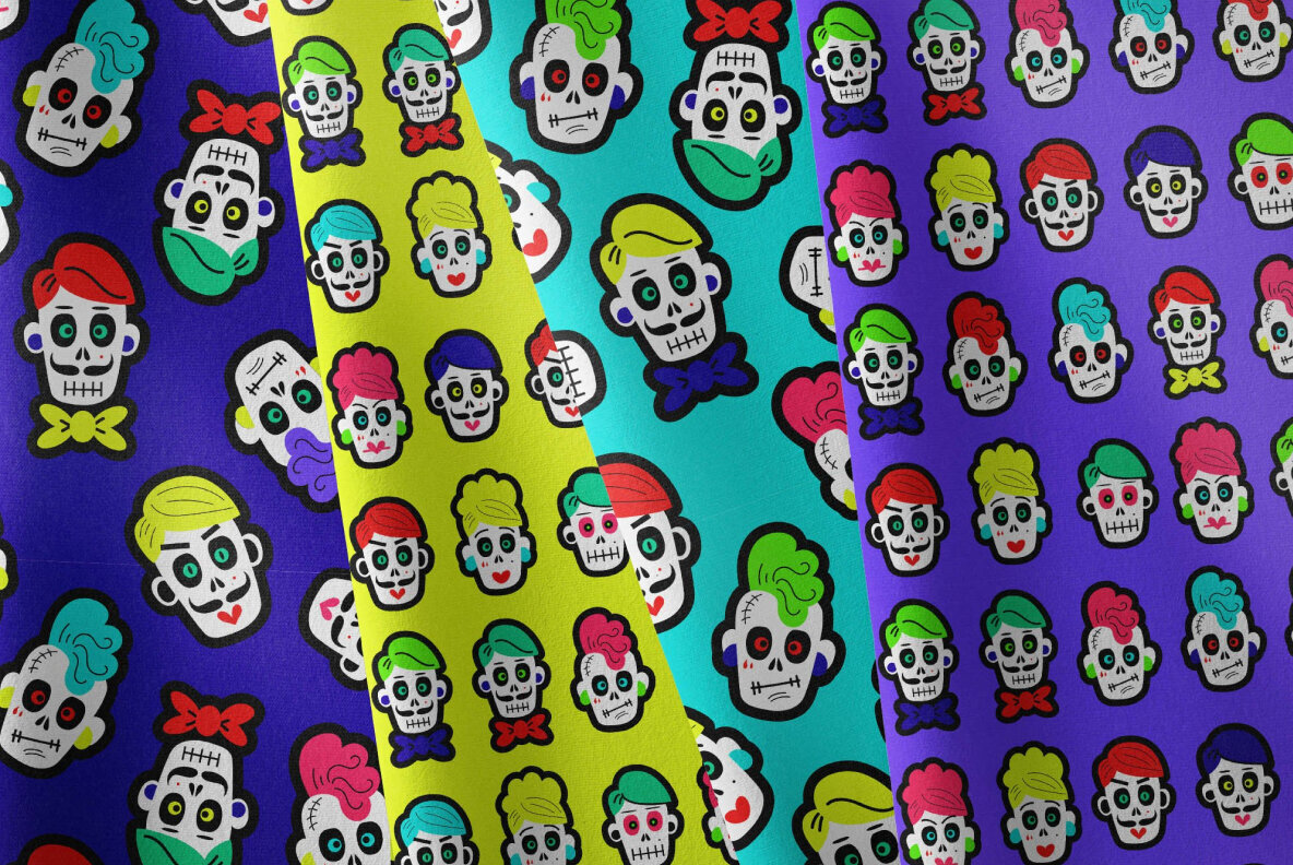 Sugar skulls seamless patterns pack 2