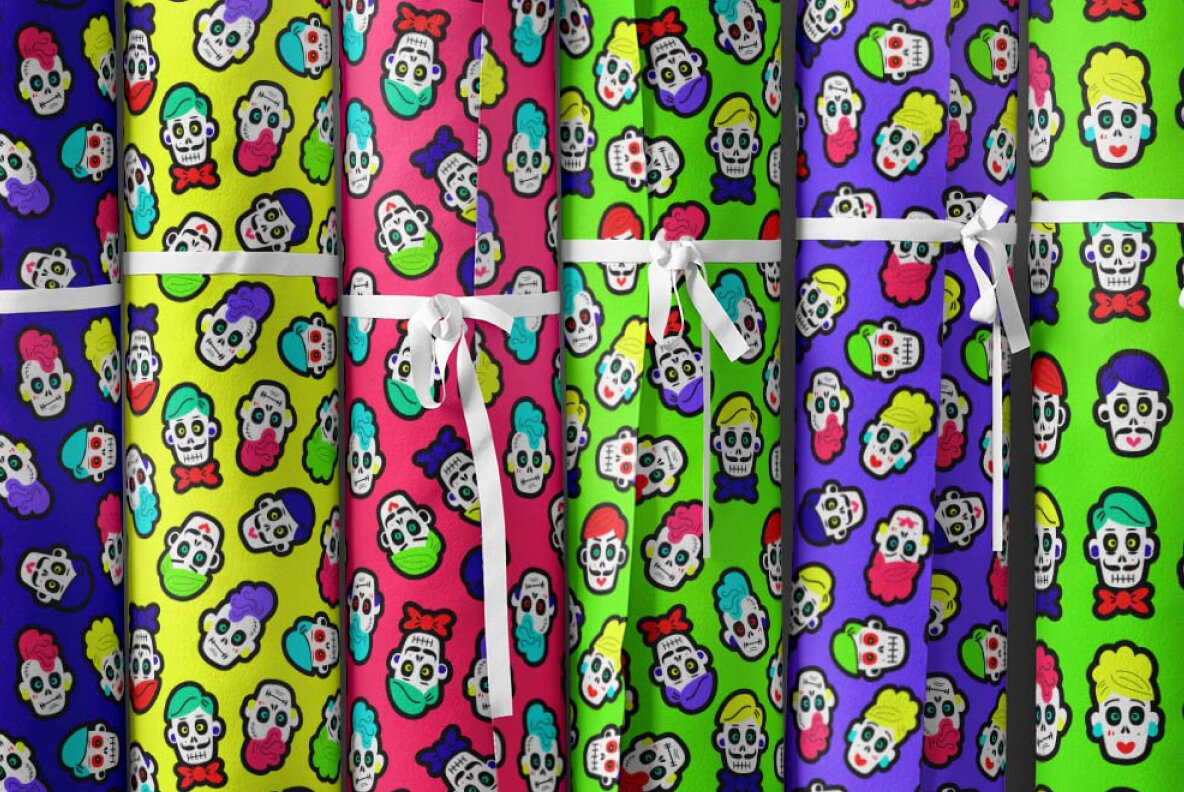 Sugar skulls seamless patterns pack 5