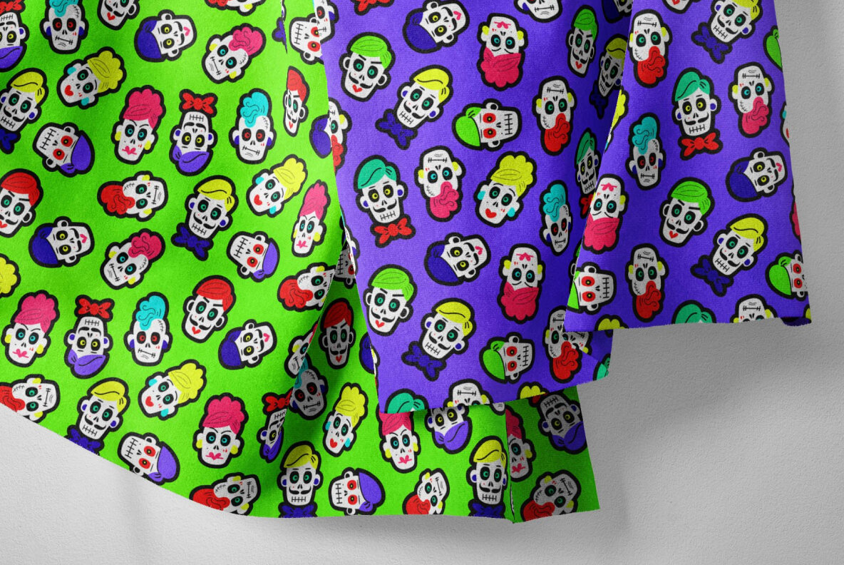 Sugar skulls seamless patterns pack 6