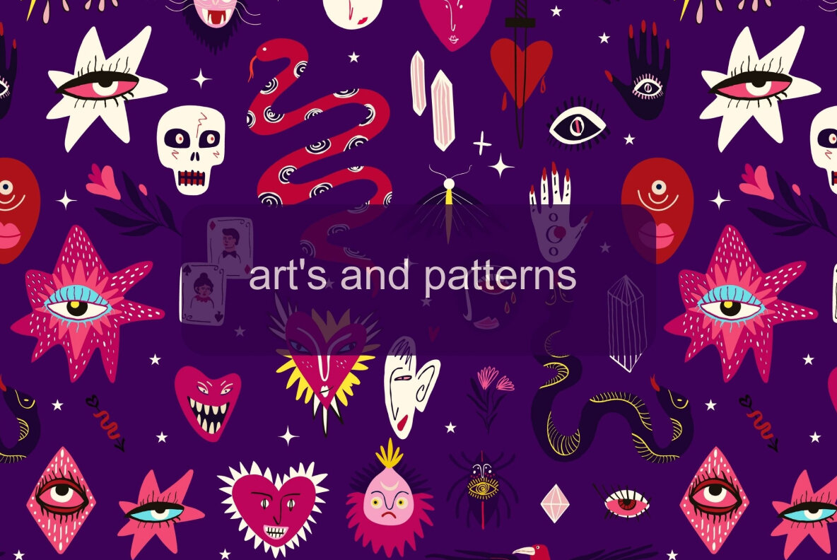 Pink Halloween seamless patterns 4