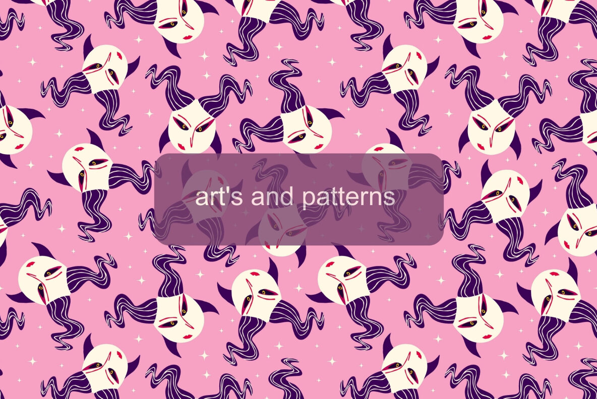 Pink Halloween seamless patterns 8