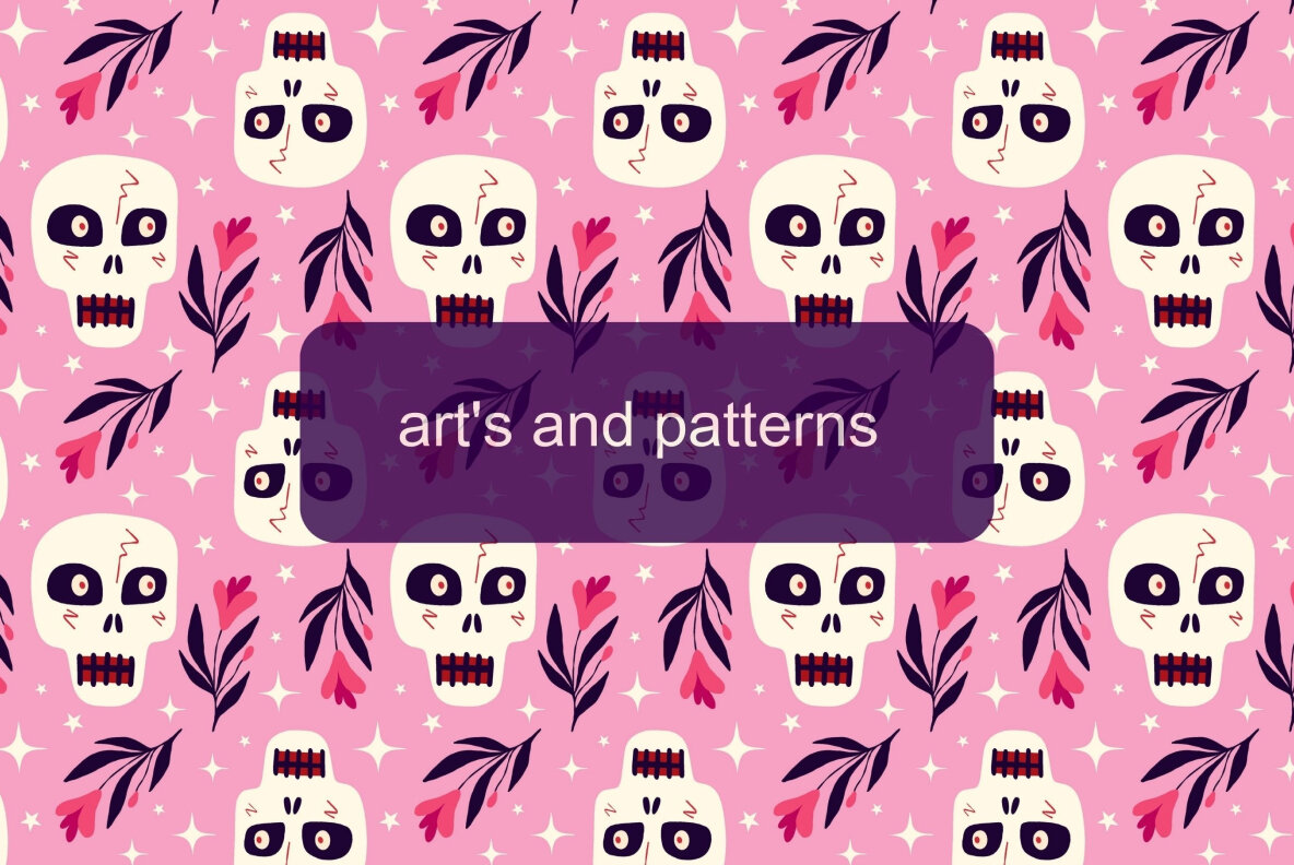Pink Halloween seamless patterns 15