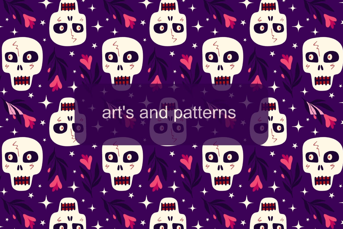 Pink Halloween seamless patterns 17