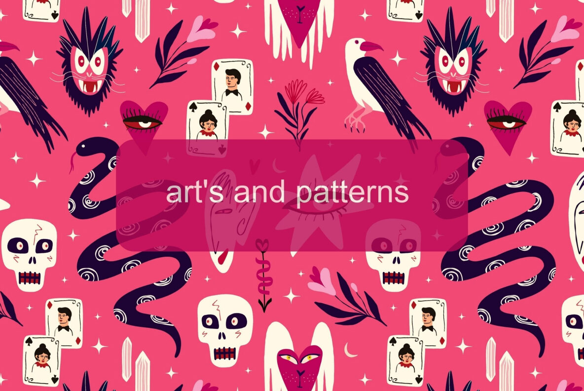 Pink Halloween seamless patterns 21