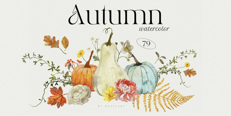 Autumn Fall Watercolor Set