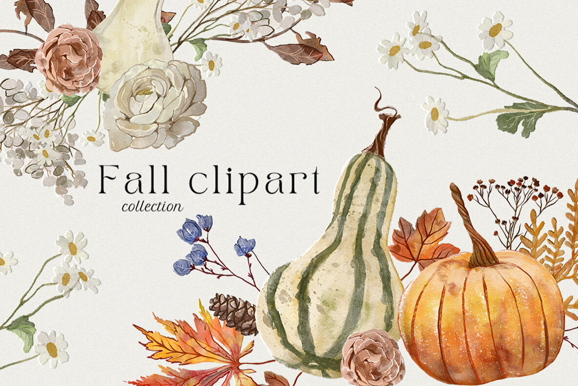 Autumn Fall Watercolor Set 3