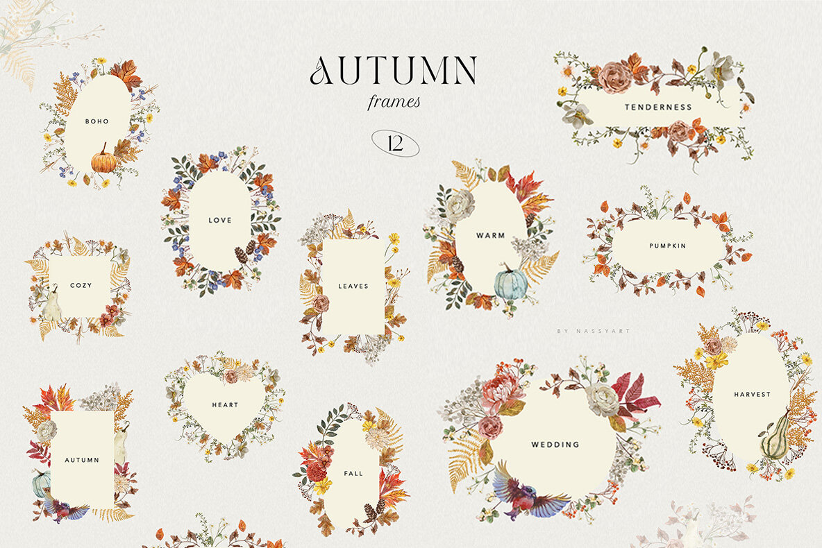 Autumn Fall Watercolor Set 6