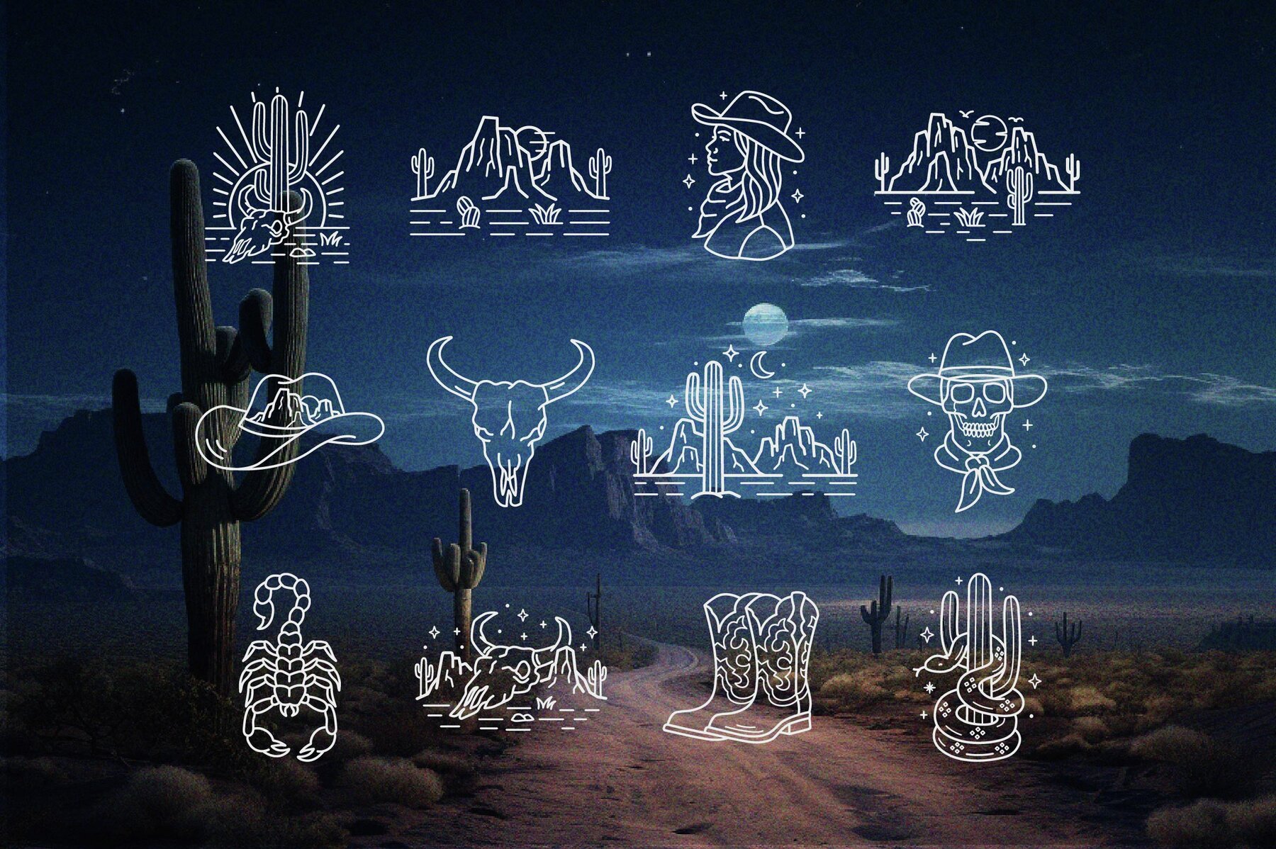 Western Line Art Illustrations 6