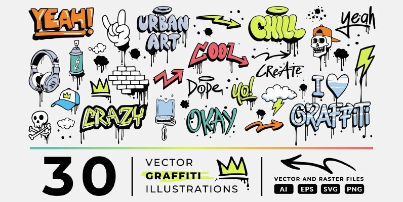 30 Vector Graffiti Illustrations