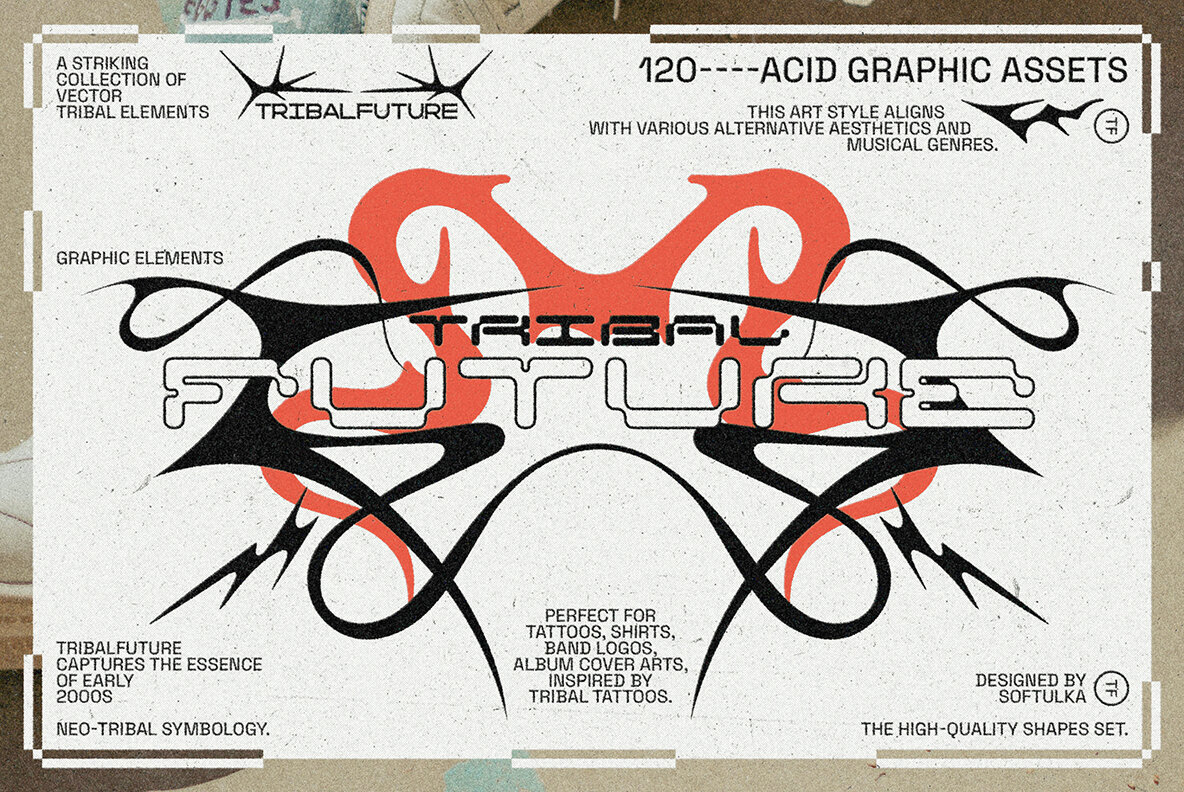 Tribal Future Y2K Graphic Pack 1