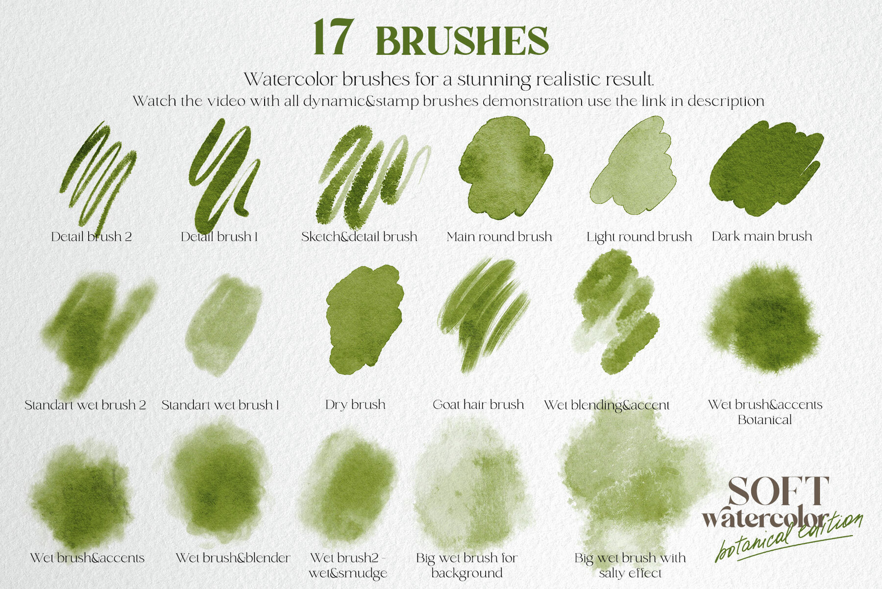 Soft watercolor Procreate brushes Botanical edition 3