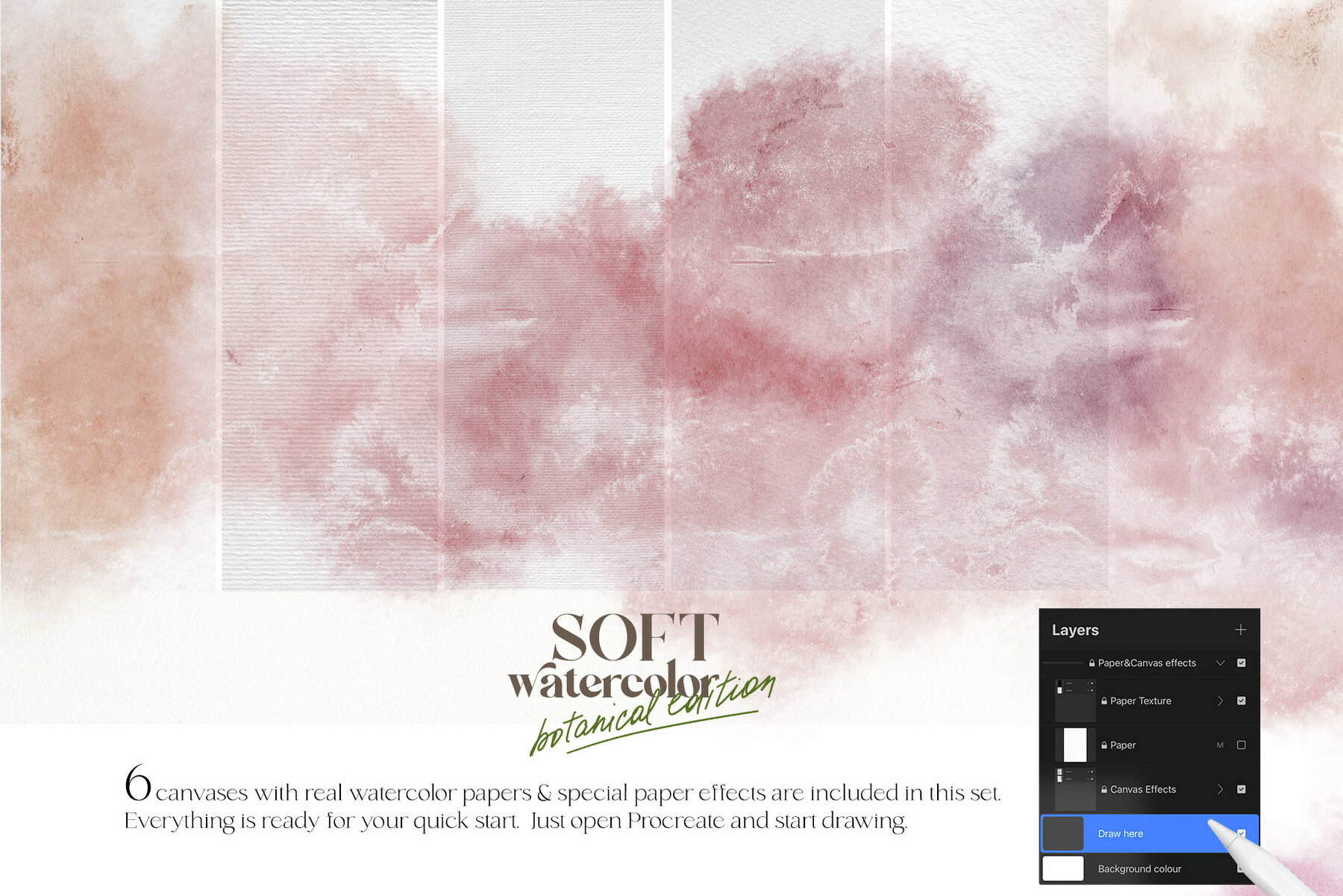 Soft watercolor Procreate brushes Botanical edition 7