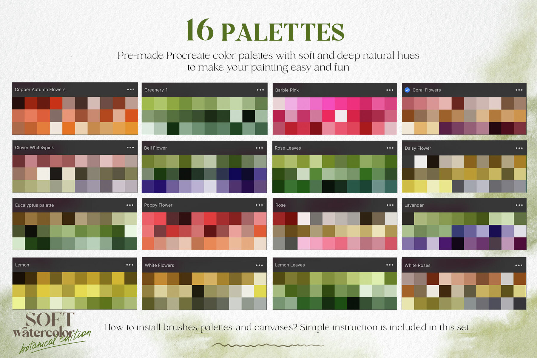 Soft watercolor Procreate brushes Botanical edition 9