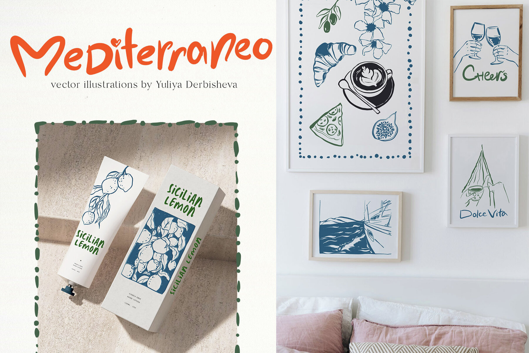 Mediterranean Vector Dolce Vita illustration Vintage Doodles 2