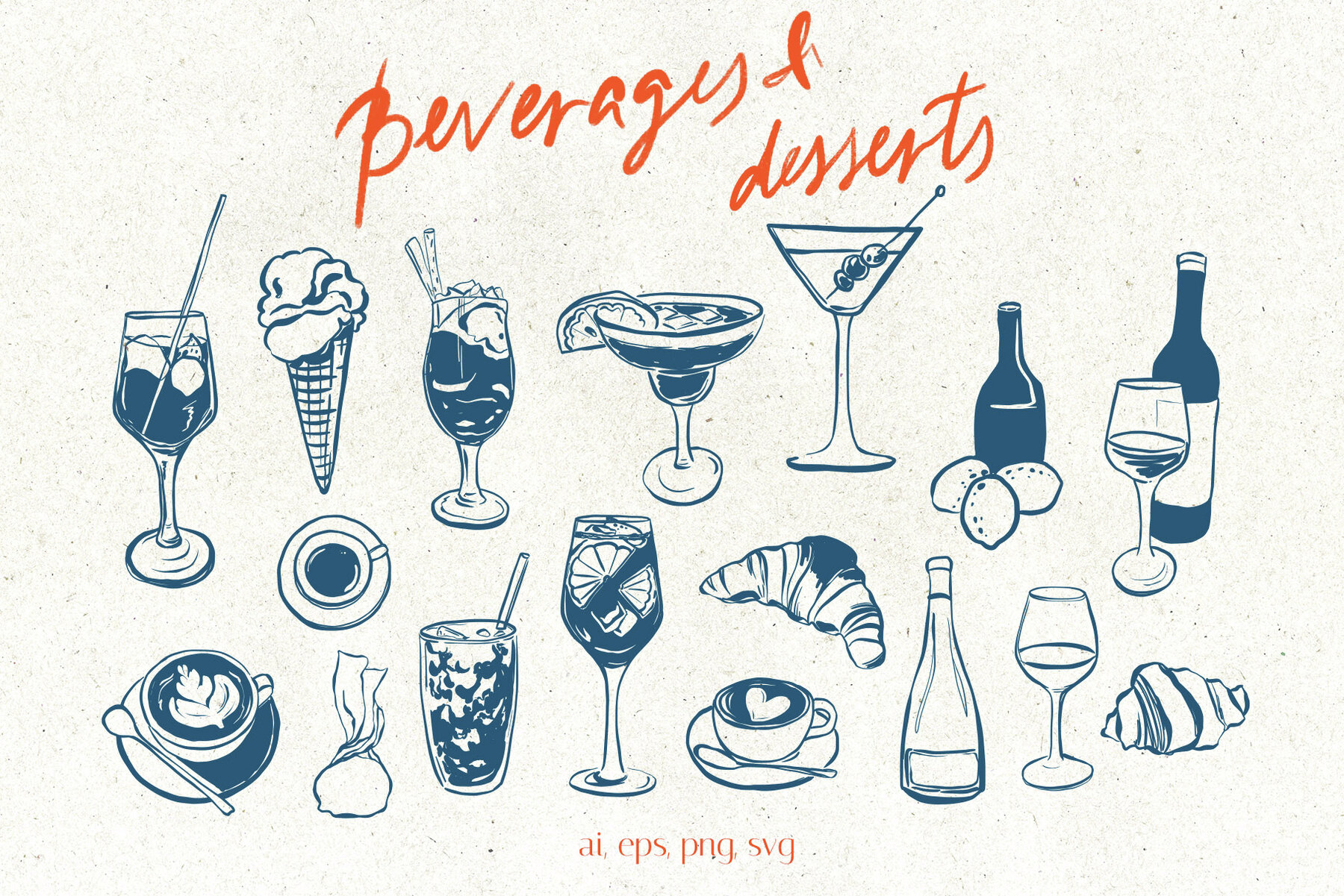 Mediterranean Vector Dolce Vita illustration Vintage Doodles 10