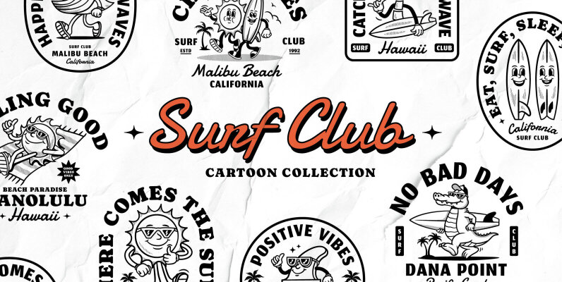 Surf Club Cartoon Collection