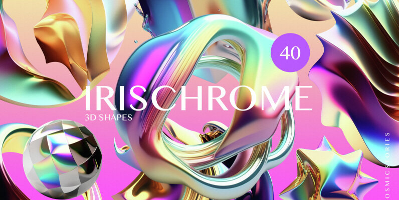 3D Irischrome Abstract Objects