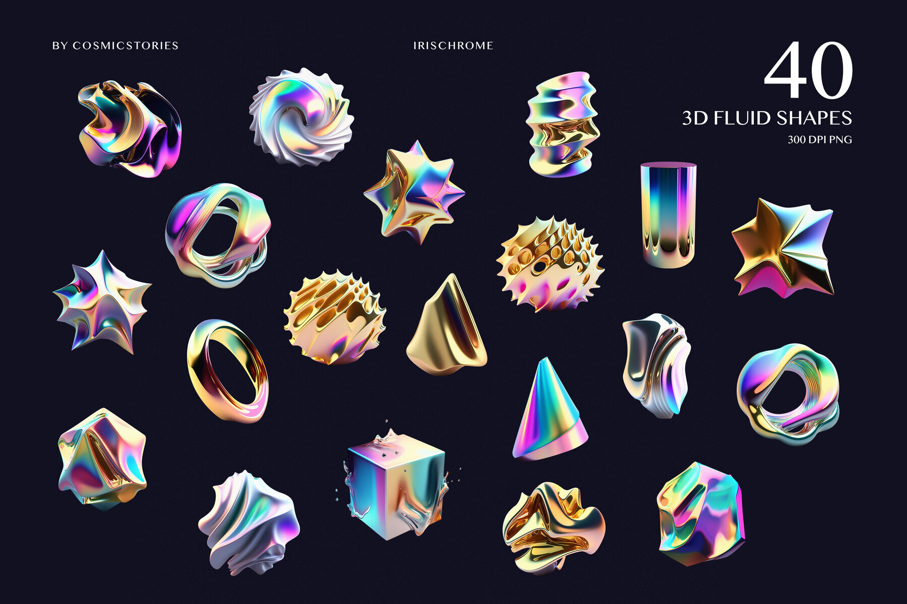 3D Irischrome Abstract Objects 2