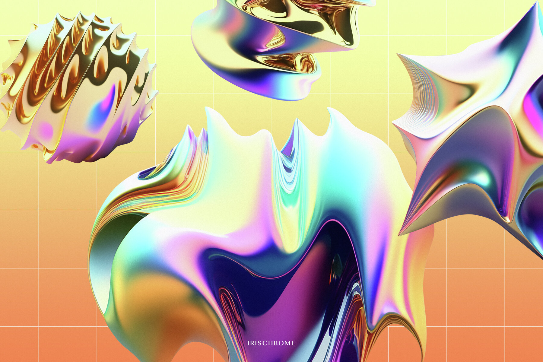 3D Irischrome Abstract Objects 5
