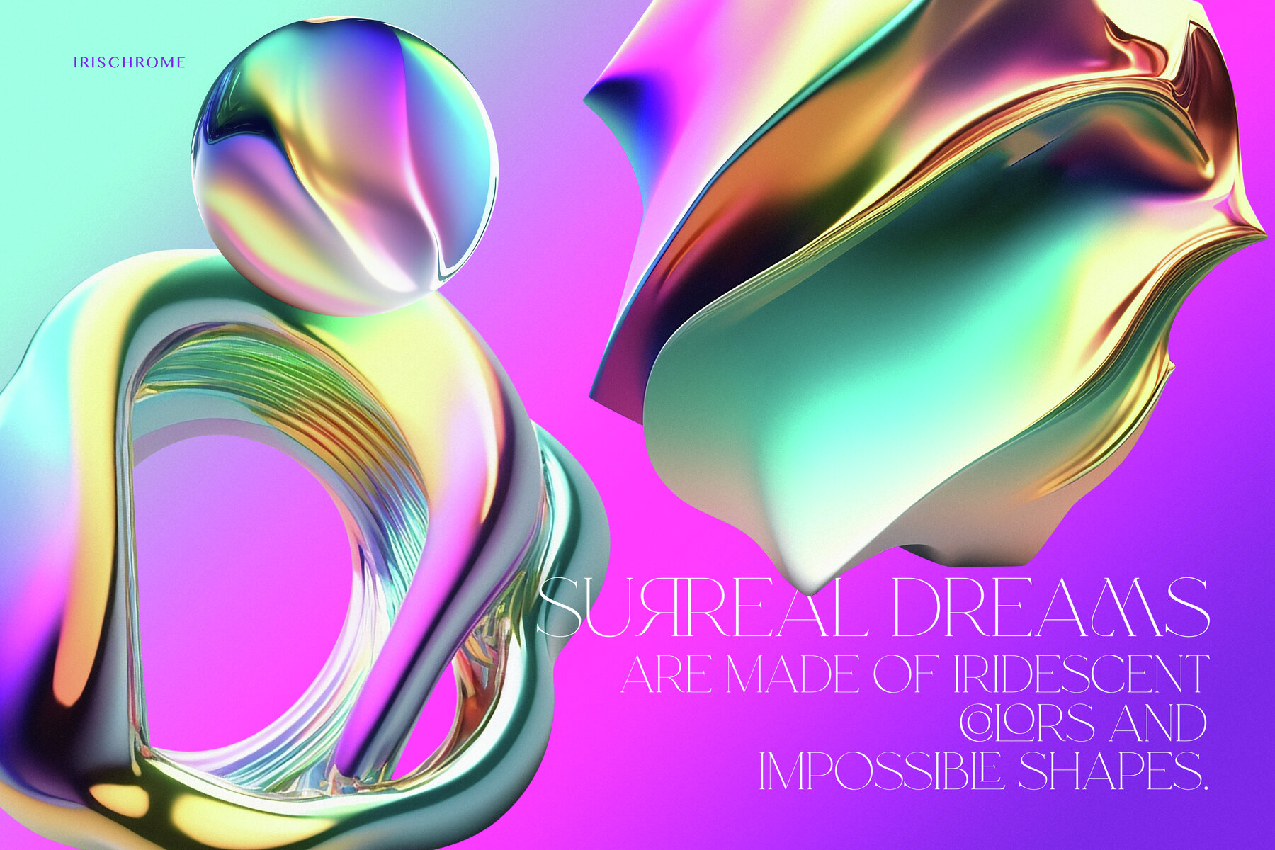 3D Irischrome Abstract Objects 6