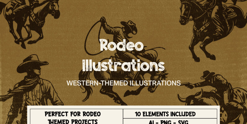 Rodeo Illustrations   Western Themed